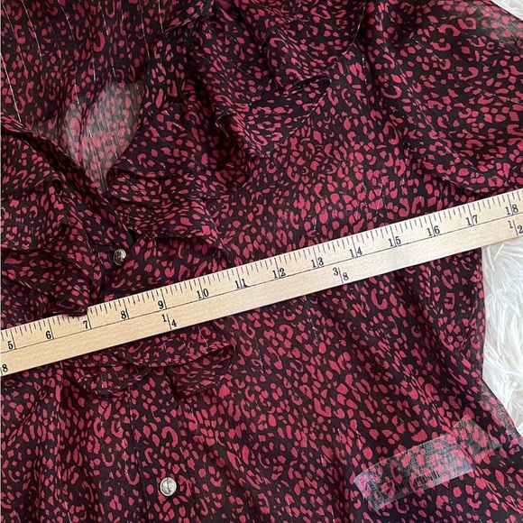 ZARA Ruffle Red Animal Print Sheer Blouse – Sze S - Picture 10 of 14